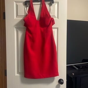Calvin Klein Red V-Neck Mini Dress